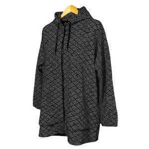 ShedRain Women's Black White Polka Dot Hooded Lightweight‎ Rain Jacket Size L